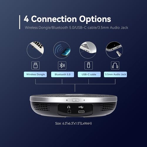 TONGVEO 4K Conference Room Camera System with Gesture Control, AI Auto-Tracking PTZ Camera 5X Digital Zoom with Speakerphone Set 120° Wide-Angle USB3.0 for Remote Meetings Zoom Teams OBS and More - color: Obsidian