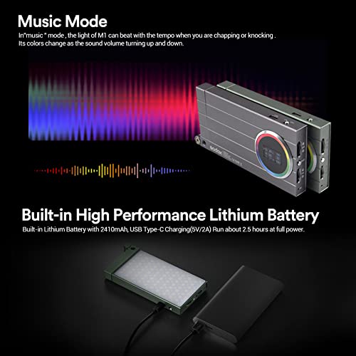Godox M1 RGB Mini Creative Light,Led Video Light,13W 2500k-8500k Adjustable,CRI97 TLCT 97 RGB 0-360 Full Color,Music Beats Light Function and 40 FX Lighting Effects with Aluminum Alloy Shell(Green) - color: Green