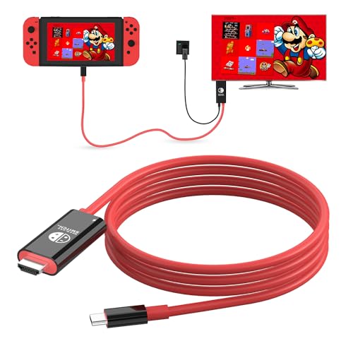 USB C to HDMI Adapter Cable for Nintendo Switch Dock,6FT/1.8M Switch Docking Station for TV with 4K Switch Dock HDMI Cable, 100W Switch Charging Dock- Black with Red, Not for Switch 2