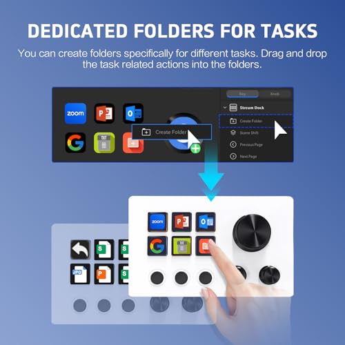 ActionRing Streaming Macro Keypad, Stream Controller Deck, Gaming Shortcut Keyboard, with 6 Customizable LCD Shortcut Keys, 3 Buttons and 3 Dials, Trigger Actions in OBS/Twitch/YouTube, For office workers and Content creaters,Windows 10/Mac14.0 (N3 White)