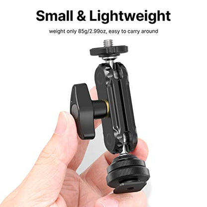 R098 Cold Shoe Monitor Mount, 1/4" Rotatable Dual Ballhead Hot Shoe Mount Microphone Fill Light Camera Monitor Swivel Bracket Compatible with DJI OSMO 360/Pocket 3/Insta 360 x 5/Sony/Canon/Nikon /Fuji