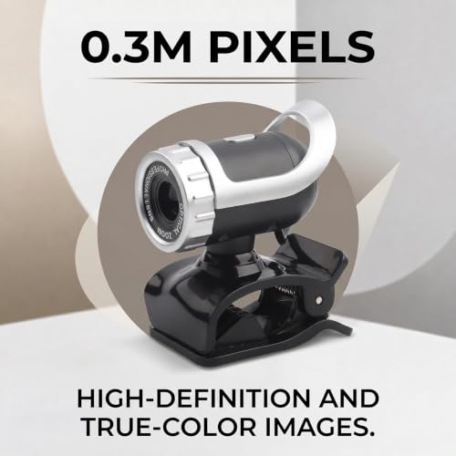 USB 2.0 0. Pixels Clipon Webcam,Clip on PC Camera,Plug and Play HD Web Camera with 360 Rotating Stand & Builtin Microphone for PC (Silver) - color: Silver