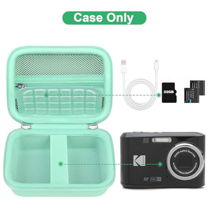 Canboc Carrying Case for Kodak PIXPRO FZ55/ FZ45 16MP Digital Camera, FZ45 Video Vlogging Camera Bag, Mesh Pocket fit Cable, SD Card, Mint Green (Case Only) - color: Small-Mint Green