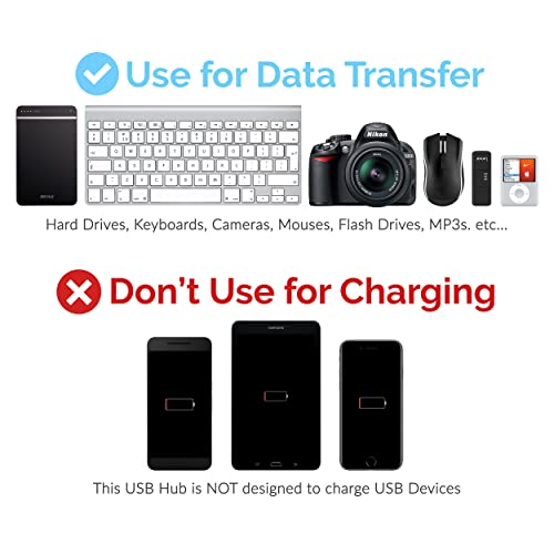 SABRENT 4 Port USB 2.0 Data Hub with Individual LED lit Power Switches [Charging NOT Supported] for Mac & PC (HB-UMLS) (Pack of 2) - size: USB-A 4-Port (Pack of 2)