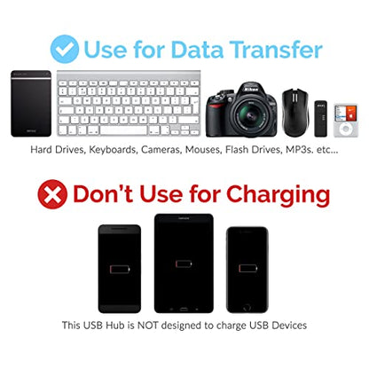 SABRENT 4 Port USB 2.0 Data Hub with Individual LED lit Power Switches [Charging NOT Supported] for Mac & PC (HB-UMLS) (Pack of 2) - size: USB-A 4-Port (Pack of 2)