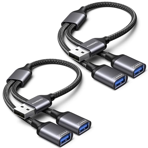 KiwiBird USB Splitter 1 in 2 Out, USB A Splitter, Y Cable Dual Double Port Power Adapter for Charging and Data (2 Pack) for Laptop PC TV Desktop Computer Mac PS5 PS4 Xbox Keyboard Mouse - size: 2 Pack