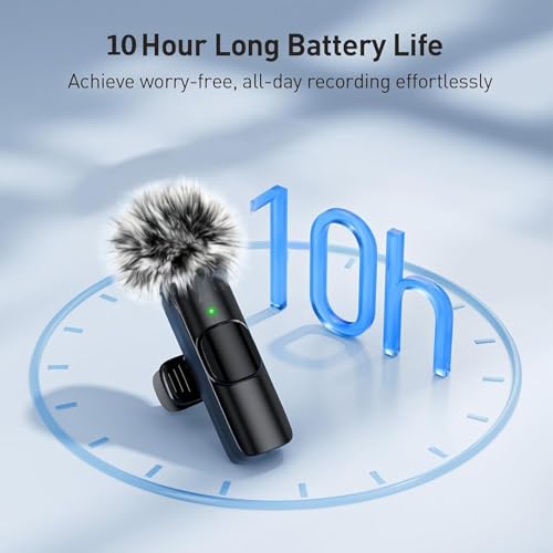 Lavalier Microphone - Wireless Lapel Microphone | Noise-Cancelling Mini Wireless | Portable Clip On Neck Sound Recorder for Podcasting Interviews Vlogging Studio