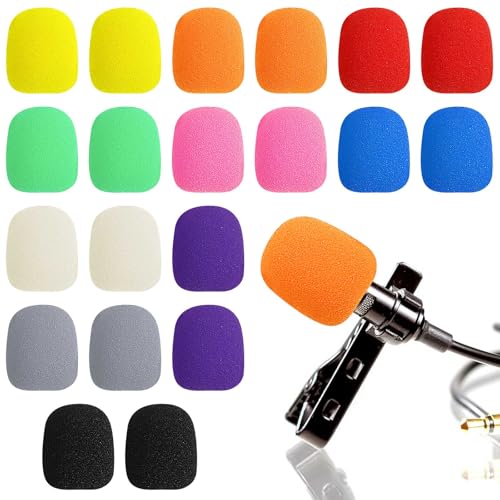 Augshy 20 Pack Mini Headset Mic Foam Covers,Small Microphone Windscreens Headset for Noise Reducing Foam Protection Studio Recording Accessories Lapel and Lavalier Microphones - color: Multicolor, size: 1.18 x 0.86 inches