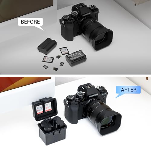 JJC Portable Camera Battery Organizer for 2 x Canon LP-E17 LP-E12 Nikon EN-EL25 EN-EL14A Sony NP-FZ100 FW50 Fuji NP-W235 NP-W126 Battery & SD Card - size: For Camera Battery x2