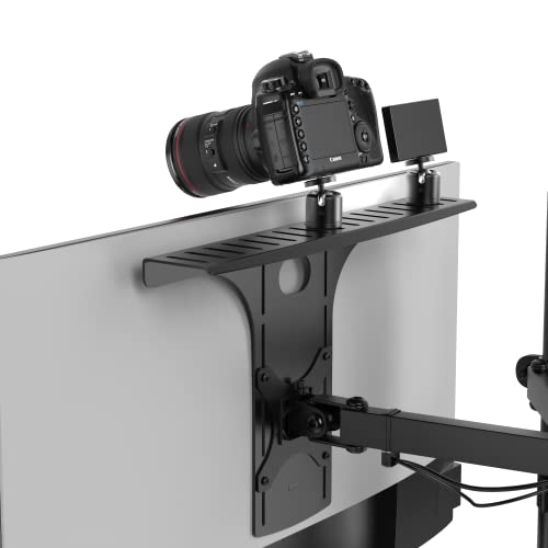HumanCentric DSLR Monitor Mount Large, Desk Camera Mounting, Light Webcam, Microphone Shelf for Monitor VESA Arm, Replace Clamp Tripods, 100x100mm Patterns, Aluminum, Hardware Included - size: Large Shelf