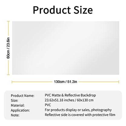 Meking White PVC Backdrop, 23.6"x51" Photography Backdrop Matte & Reflective PVC Background Dual Side Vinyl Backdrop for Product Video Photography Studio (60x130cm) - color: White