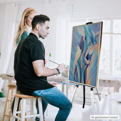 NS JYMB 17-66 Inch Adjustable Art Easel Stand for Painting and Sign, Silver | Portable metal tripod easel for display stand, canvas holder, adults, floor and poster board use - style: 66Silver 1pack