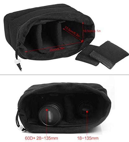 Koolertron Shockproof Camera Photo Bag for SLR TLR Camera Insert Partition Padded Case,Can be Put Directly Into the SLR Camera Bag With Freely Adjustable Compartment - color: Black