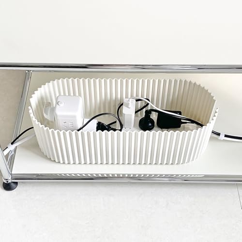 2 Pack White Cable Management Box, Plastic Cord Organizer Box Under Desk, Power Strips Hider for Home Office, Phone Charger, Electronics Wires, Surge Protector Cover Bin (Large) - size: Large(2 Pack)