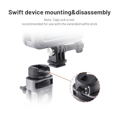 PGYTECH CapLock Super Clamp Mount, Aluminum Alloy Bracket, Crab Heavy Duty Clamp with 1/4" Screw for Gopro 13/12, DJI Osmo 360/Action 6/5 Pro/Pocket 4/3/Xtra Muse, Insta360 Ace Pro2/X5, Action Camera