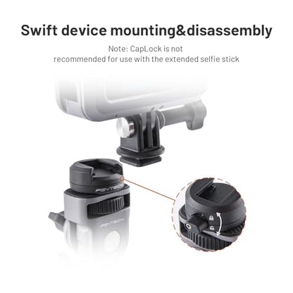 PGYTECH CapLock Super Clamp Mount, Aluminum Alloy Bracket, Crab Heavy Duty Clamp with 1/4" Screw for Gopro 13/12, DJI Osmo 360/Action 6/5 Pro/Pocket 4/3/Xtra Muse, Insta360 Ace Pro2/X5, Action Camera