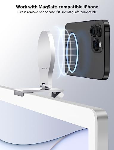 Stouchi Continuity Camera Mount for iMac, Desktop Monitor Compatible iPhone Webcam Mount with Mag-Safe - color: Silver
