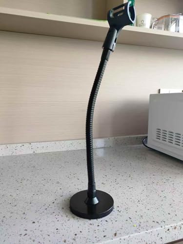 Gooseneck Podium Microphone Mount Stand, 13 inch Flexible Arm with Weighted Base and Clip, Black