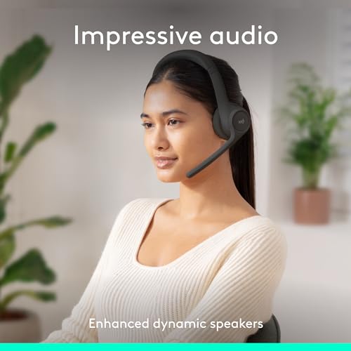 Logitech Zone 301 Wireless Bluetooth Headset with Noise-Canceling Microphone, Compatible with Windows, Mac, Chrome, Linux, iOS, iPadOS, Android – Graphite - color: Graphite