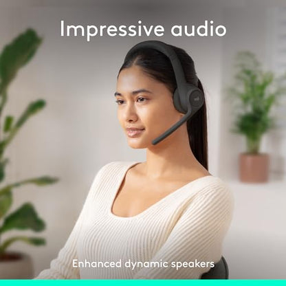 Logitech Zone 301 Wireless Bluetooth Headset with Noise-Canceling Microphone, Compatible with Windows, Mac, Chrome, Linux, iOS, iPadOS, Android – Graphite - color: Graphite