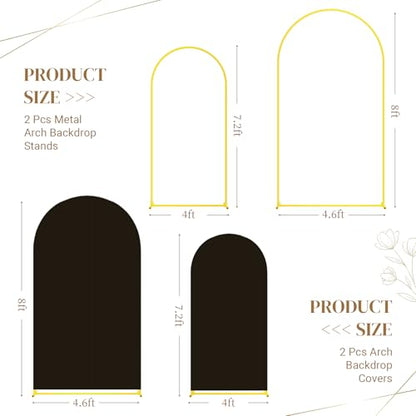 Toolterritary Metal Arch Backdrop Stand and Cover Set, 8FT, 7.2FT Party Backdrop, Easy to Assemble, Backdrop Stand for Parties, Birthday, Baby Shower - color: Black, size: 8ft,7.2ft