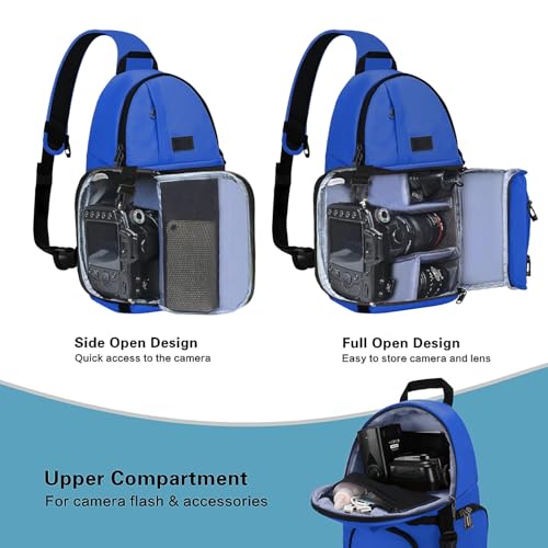 MOSISO Camera Sling Bag, DSLR/SLR/Mirrorless Camera Case Shockproof Photography Camera Backpack with Tripod Holder & Removable Modular Inserts Compatible with Canon/Nikon/Sony/Fuji, Royal Blue - color: Royal Blue