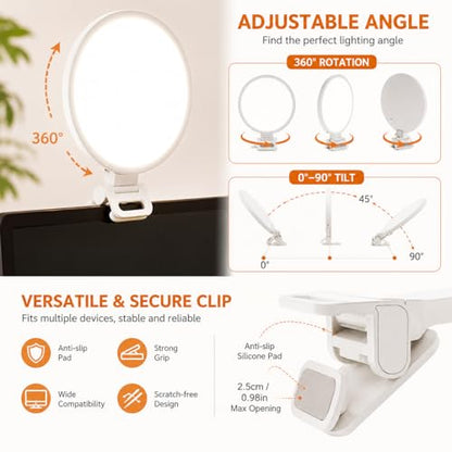 Full Screen Ring Light, 60 LED Video Conference Lighting with 3 Light Modes & Adjustable Brightness, Anti-Glare Clip-On Fill Light for Laptop/PC/Mac, Zoom Calls, Live Streaming, Selfie, TikTok