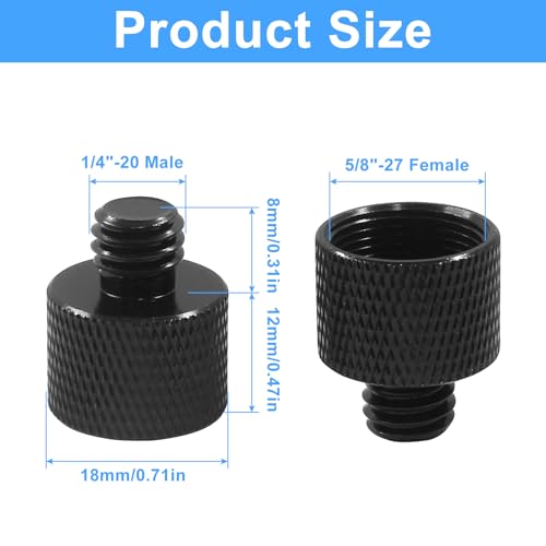 Waziaqoc 2 Pcs Mic Stand Adapter, 5/8 Female to 3/8 Male Thread | Camera Tripod Adapter, For Microphone Mounts and Stands, Black - size: 5/8 to 3/8 Thread(2 Pcs)