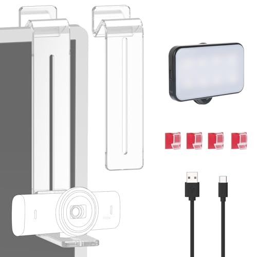 Center Screen/Middle Screen Webcam Mount with Video Conference Light, Position Webcam Anywhere on Monitor, Laptop Screen, Compatible with Logitech MX Brio, C920x, C922, C930 Webcams