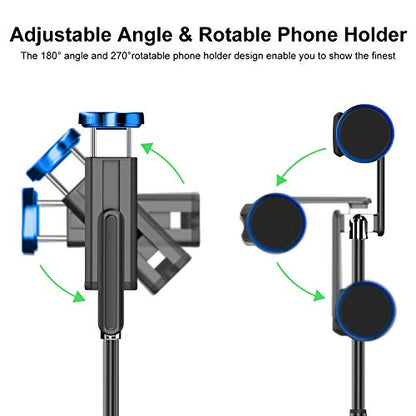 ATUMTEK Selfie Stick Tripod, 3-in-1 Extendable Aluminum Phone Tripod with Detachable Bluetooth Remote, Compatible with iPhone 17/16/15/14/13/12/11/11 Pro/XS Max/XR and Samsung Smartphones, Blue - color: Blue