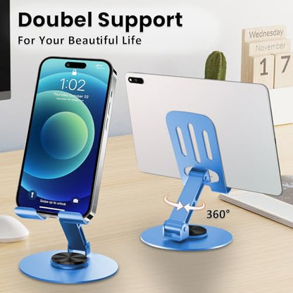 Universal Metal Cell Phone Stand, Multi-Angel Adjustable 360° Rotation Non-Slip Metal Phone Stand Compatible with iPhone 17 Pro Max and All Smartphones (20PCS Blue) - color: 20PCS Blue