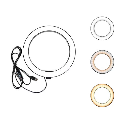Ring Light OEBLD Dimmable with 3 Light Modes & 10 Brightness Level 360° Rotae LED Ring Fill Lights for Phone Live Stream Makeup YouTube Video Shooting (B(only 10'' Ring Light)) - size: B(10