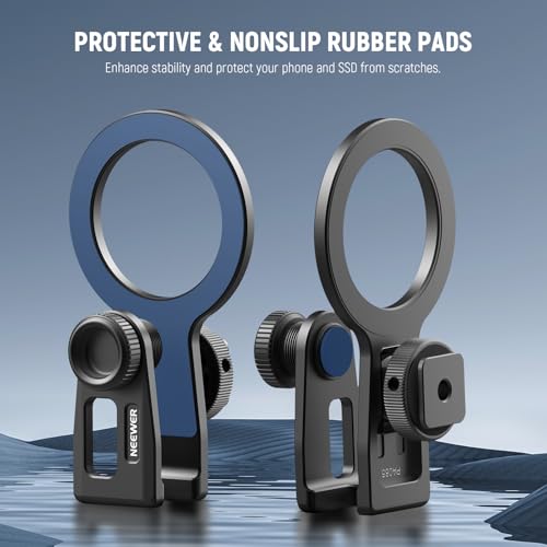 NEEWER SSD Holder with Detachable Cold Shoe for Portable SSD 0.3"-0.6"/8-16mm Thick, Compatible with MagSafe iPhone 16 15 Samsung T9 T7 T5 for SanDisk for Lexar Compatible with SmallRig Cage, PA085 - style: PA085
