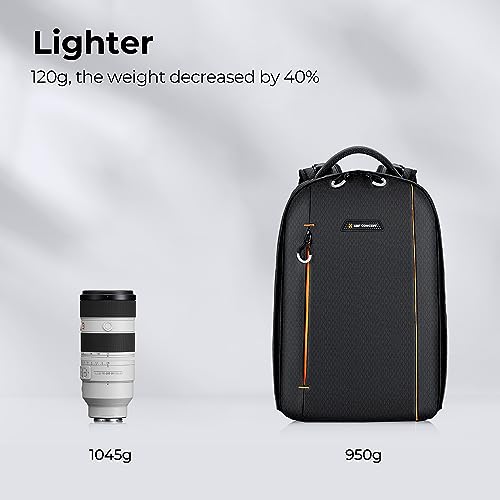 K&F CONCEPT Camera Backpack for Photographers Large Waterproof Photography Camera Bag with Laptop/Tripod Compartment for Men Women Black Orange - style: Designer