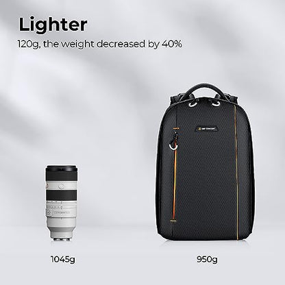 K&F CONCEPT Camera Backpack for Photographers Large Waterproof Photography Camera Bag with Laptop/Tripod Compartment for Men Women Black Orange - style: Designer