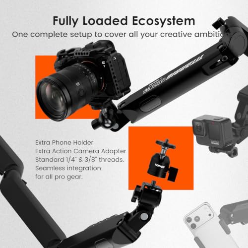 TARION Pneumatic Camera Mount 25" Modular 3-Section Titanrig Arm W | 0-13.2 lbs Load, Compatible with Titanrig 35mm Rod, Gas Spring Floating Arm, with 1/4" 3/8" Screw Ballhead, Phone Holder - size: Arm W (Pneumatic - Camera)