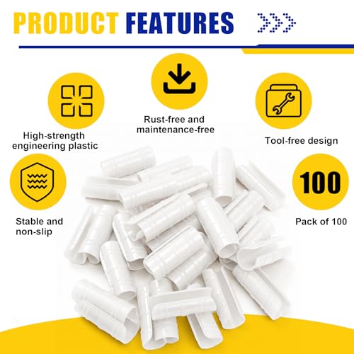 100 Pcs 1-1/4 Inch Greenhouse Clips, 32mm White Plastic Clamp Garden Buildings Frame Snap PVC Pipe Tube Clips for Greenhouse Films Sunshade Nets Row Covers Shelters Fixing, Farming, Gardening - color: White, size: 1-1/4 Inch
