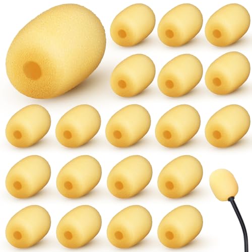 Mini Size Headset Windscreen Microphone Foam Cover Small Lapel Mic Sponge Pop Filter Replacement for Hole Ear-Hook Other Headset Microphones(5 x 20 mm,Skin Color,20) - color: Skin Color, size: 5 x 20 mm