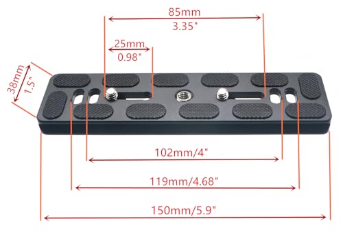 PU-150 150mm Lengthened Universal Quick Release QR Plate Telephoto Lens Plate for Tripod Head Ballhead DSLR Camera, Arca-Swiss Compatible