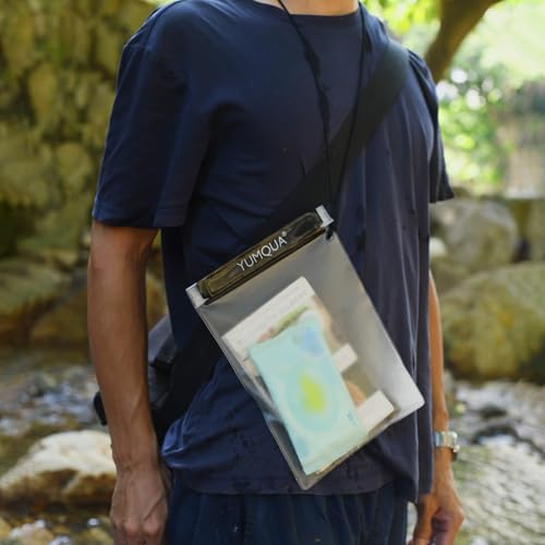 YUMQUA Clear Waterproof Bag, Waterproof Document Pouch Passport Holder Water Tight Map Case Waterproof Pouch Water Proof Small Dry Bags for Kindle Phone Tablet Camera, Kayak Boat PaddleBoard - color: Black