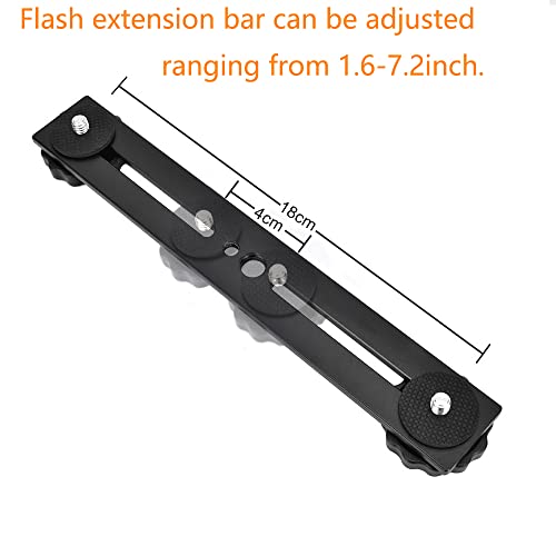 Dual Flash Bracket 8in/20.3cm Camera Mount Tripod Bracket with 1/4 Screw Hot Shoe Flash Light Bracket for LED Light Microphone 3D Stereo Stereoscopic Photography