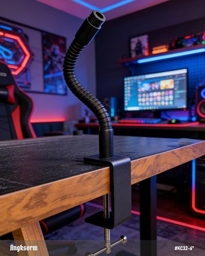 6-INCHS Flexible Gooseneck Microphone Stand with Heavy Duty Desk Clamp for Podcast, Meetings, Lectures, Radio Broadcasting Studio, Live Broadcast Equipment, TV Stations - size: 6-INCH