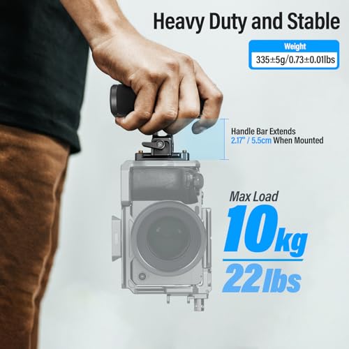 SIRUI Camera Cage Side Handle, Aluminum NATO and 3/8'' Locating Mount for ARRI Side Hand Grip with Cold Shoe and Threaded Holes, Up and Down Adjustable, Pack of 1, SC-SH