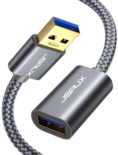USB 3.0 Extension Cable 6.6FT, JSAUX USB A Male to Female Extension Cord Durable Braided Material Fast Data Transfer Compatible with USB Keyboard, Flash Drive, Hard Drive, Playstation, Xbox, Oculus VR - size: 6.6FT