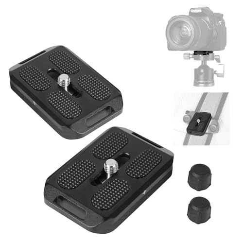 2 Pack Arca-Swiss Plate, Quick Release Plate Camera Mount, 38 * 60mm Arca-Swiss Mount Plate with Safety Pins, Lightweight Aluminum for Tripod/Monopod/Strap, 1/4" Screw Compatible Camera - size: 38mm*60mm