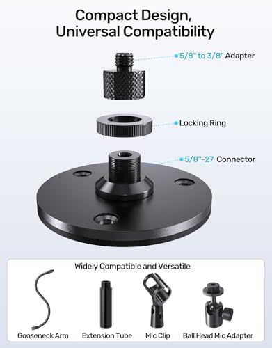 Mic Flange Mount with Non-Slip Pad - 5/8"-27 Metal Microphone Flange Mount with Mounting Screws for Wall Ceiling Table Mount, Ideal for Podium Gooseneck Stand, Studio and DIY Setup, 2 Packs - size: 2 Pcs