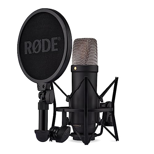 RØDE NT1 5th Gen Large-Diaphragm Studio Condenser Microphone - XLR & USB Outputs - Shock Mount & Pop Filter Included - Music Production, Vocal Recording, Podcasting - Black - Professional Audio - color: Black