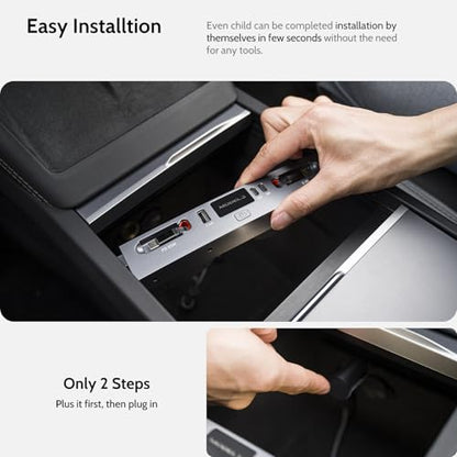 125W Max Retractable USB Hub, Tesla New Model 3 Highland (2025/2024) Accessories, Super Fast Charger Up 65W for MacBook Pro/Air/iPhone 16/15/Samsung Series, 5 in 1 Docking Station - style: Tesla New Model 3 Highland (2025/2024)