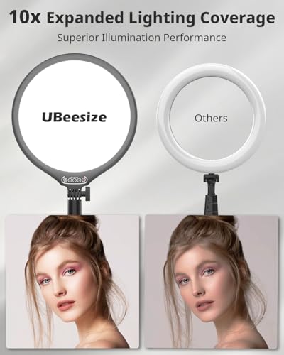 UBeesize 10.5in Laptop Ring Light with Stand and Phone Holder for Desk, Zoom Lighting for Computer, Video Recording, Streaming, Video Conference, Video Calls - style: Full-Screen Light