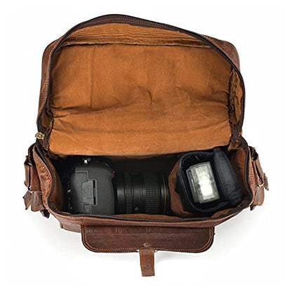 Leather DSLR Camera Bag Handmade Vintage Camera Shoulder Messenger Bag Camera Satchel Leather Camera Bags for Photographers and Men and Women | Gift for him